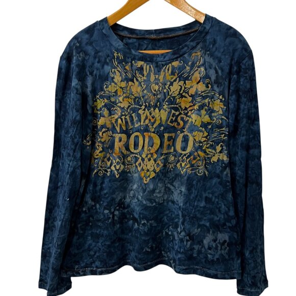 Tie Dyed Wild West Rodeo Long-Sleeve T Shirt Size M - Picture 2 of 5